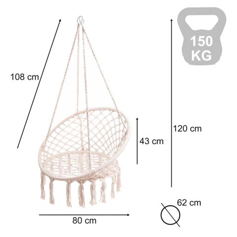 Huśtawka LUARO fotel bocianie gniazdo ecru 80cm 150kg Kik Sp. z o. o. Sp. k.