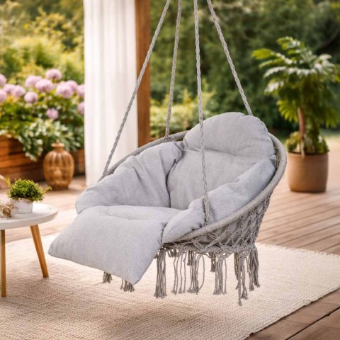 Huśtawka ogrodowa LUARO bocianie gniazdo z poduszką XXL szare 80cm 150kg Kik Sp. z o. o. Sp. k.