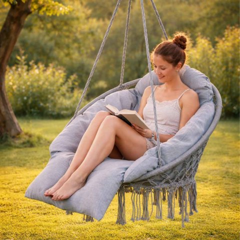 Huśtawka ogrodowa LUARO bocianie gniazdo z poduszką XXL szare 80cm 150kg Kik Sp. z o. o. Sp. k.