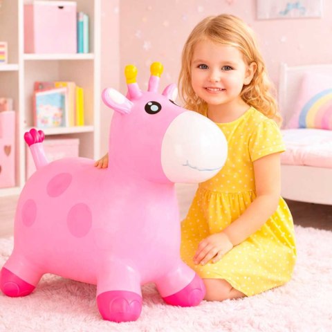 Skoczek dla dzieci do skakania z pompką gumowy różowa żyrafa Kik Sp. z o. o. Sp. k.