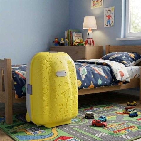 Walizka podróżna kabinowa dla dzieci na kółkach LED bagaż podręczny z imieniem żółty Kik Sp. z o. o. Sp. k.