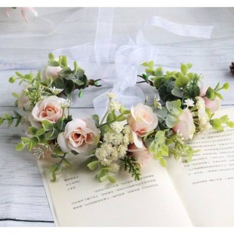 Wianek, opaska do włosów z kwiatów, delikatny wianuszek BOHO W97