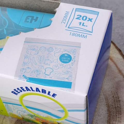 Woreczki Strunowe do Żywności 1 L 20 szt. EXCELLENT HOUSEWARE 18 x 23 cm