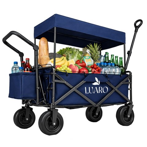 Wózek transportowy LUARO plażowy składany z daszkiem i siatką granatowy Kik Sp. z o. o. Sp. k.