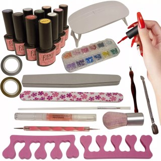 Zestaw do paznokci hybrydowych COSCELIA lampa UV LED + akcesoria Bez marki