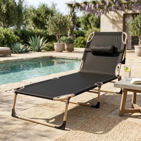 Łóżko polowe LUARO składane turystyczne kanadyjka leżanka z regulacją 193 cm szare Kik Sp. z o. o. Sp. k.