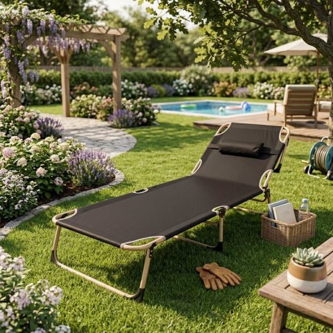 Łóżko polowe LUARO składane turystyczne kanadyjka leżanka z regulacją 193 cm szare Kik Sp. z o. o. Sp. k.