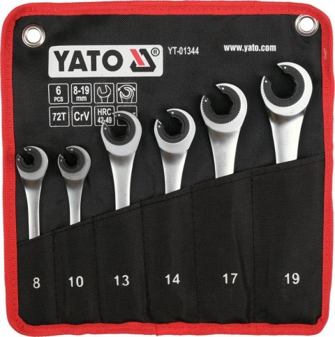 ZESTAW KLUCZY PÓŁOTWARTYCH Z GRZECHOTKĄ, 8-19MM, 6SZT. YATO
