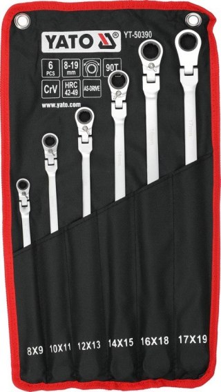ZESTAW KLUCZY Z GRZECHOTKĄ I PRZEGUBEM, DŁUGIE, 8-19MM, 6SZT YATO