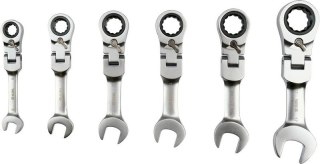 ZESTAW KLUCZY Z GRZECHOTKĄ I PRZEGUBEM, KRÓTKIE 8-19MM, 6SZT YATO