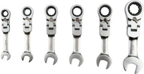ZESTAW KLUCZY Z GRZECHOTKĄ I PRZEGUBEM, KRÓTKIE 8-19MM, 6SZT YATO
