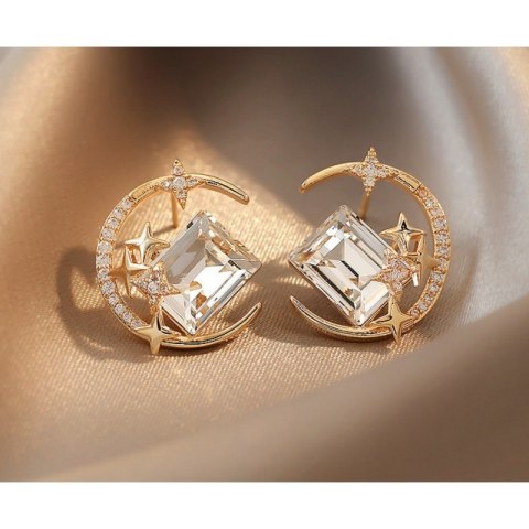 KOLCZYKI przy uchu moon kryształki K1657