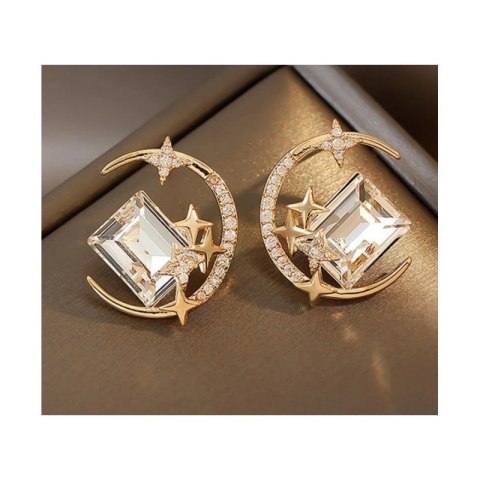 KOLCZYKI przy uchu moon kryształki K1657