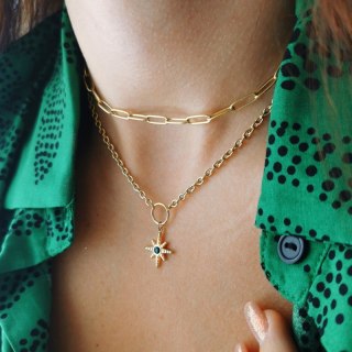 Naszyjnik stal szlachetna pozłacana 14k złotem NST1523