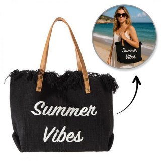 TORBA PLAŻOWA BOHO Z frędzlami czarna TP11CZ