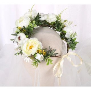 Wianek, opaska do włosów z kwiatów, delikatny wianuszek BOHO W105