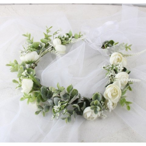 Wianek, opaska do włosów z kwiatów, delikatny wianuszek BOHO W83