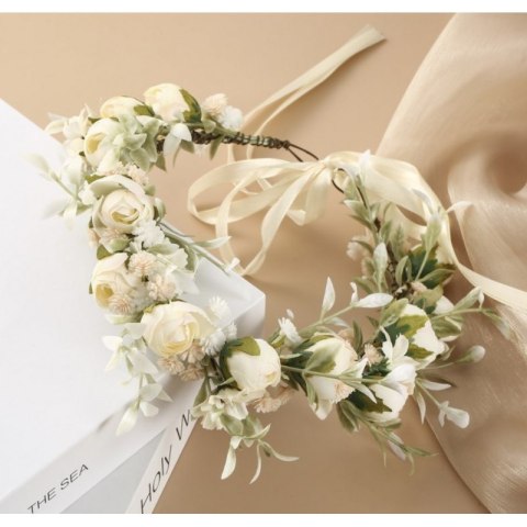 Wianek, opaska do włosów z kwiatów, delikatny wianuszek BOHO W87