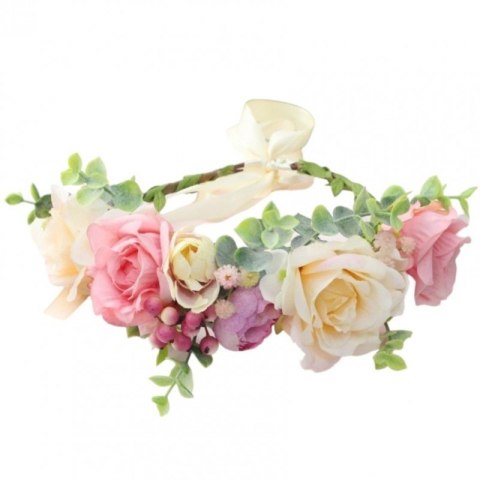 Wianek, opaska do włosów z kwiatów, delikatny wianuszek BOHO W92