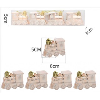 Komplet bombek lokomotywa 4 szt w opakowaniu, bombki na choinkę KSN97