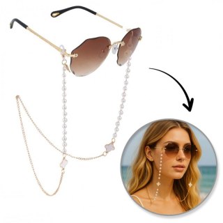 Łańcuszek do okularów cienki złoty perły 76cm LDK03