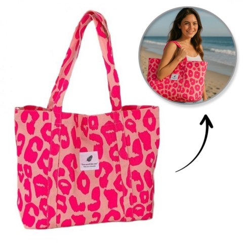 Torba materiałowa duża 58x44x10cm różowa Panterka TP16