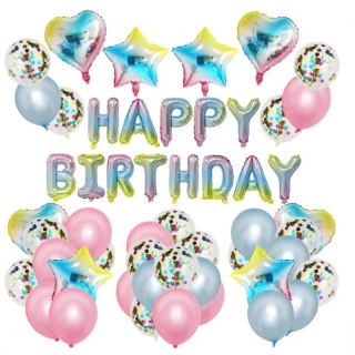 Zestaw Balonów HAPPY BIRTHDAY kolorowe 50 szt BLN03