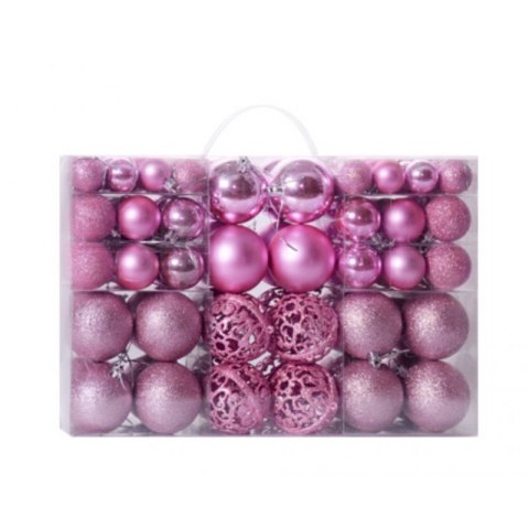 Komplet bombek 100 szt w opakowaniu różowe, bombki na choinkę BSN07WZ4