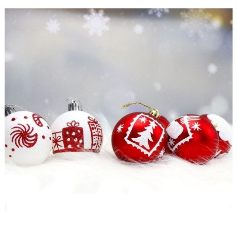 Komplet bombek 16sztuk w opakowaniu czerwone białe 6cm, bombki na choinkę BSN35