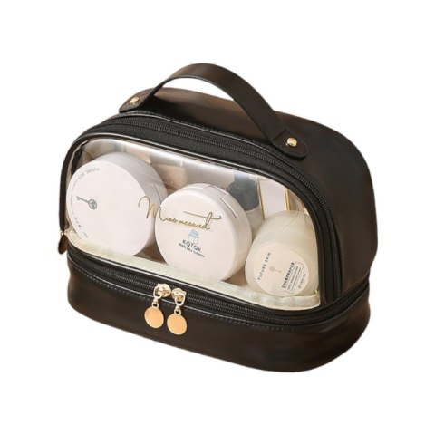Kosmetyczka organizer na kosmetyki czarna dwupoziomowa 23x13,5x16cm KS115CZ