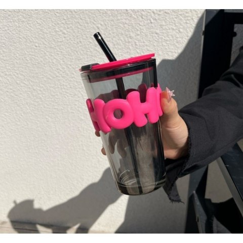 Kubek z kolorowego szkła na Kawę Herbatę ze słomką i zamknięciem 400 ML CUP14