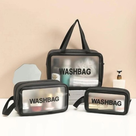 Zestaw kosmetyczek 3w1 przenośna kuferek 3 rozmiary Czerń KS83CZ