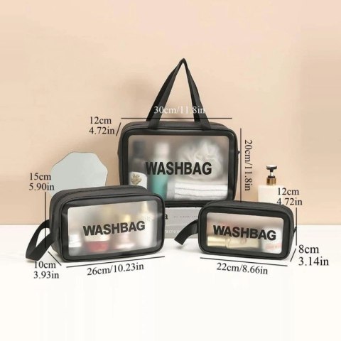 Zestaw kosmetyczek 3w1 przenośna kuferek 3 rozmiary Czerń KS83CZ