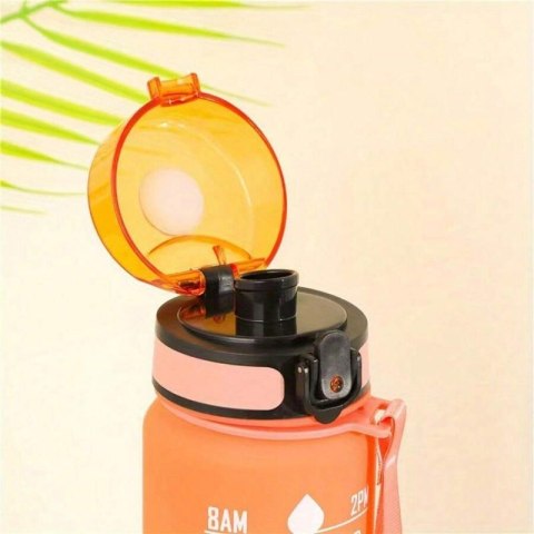 Butelka na wodę, bidon z miarką 1L OMBRE Pomarańcz z Fuksją BD15