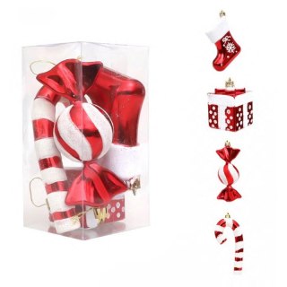 Komplet bombek cukierki 4 szt XL czerwone w opakowaniu, bombki na choinkę BSN51