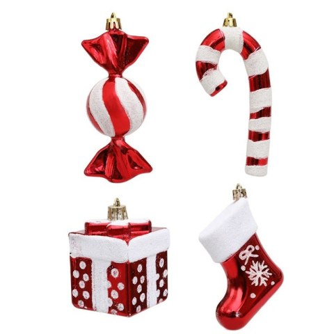 Komplet bombek cukierki 4 szt XL czerwone w opakowaniu, bombki na choinkę BSN51