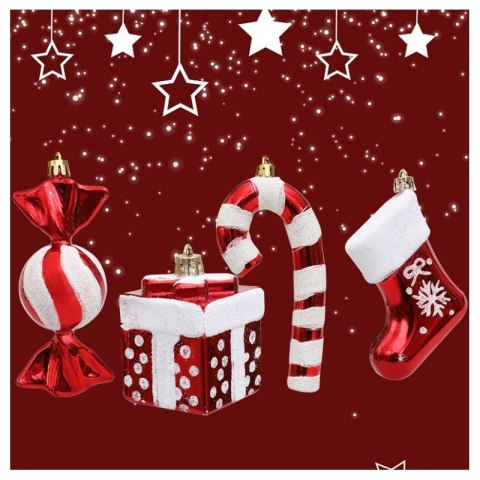 Komplet bombek cukierki 4 szt XL czerwone w opakowaniu, bombki na choinkę BSN51