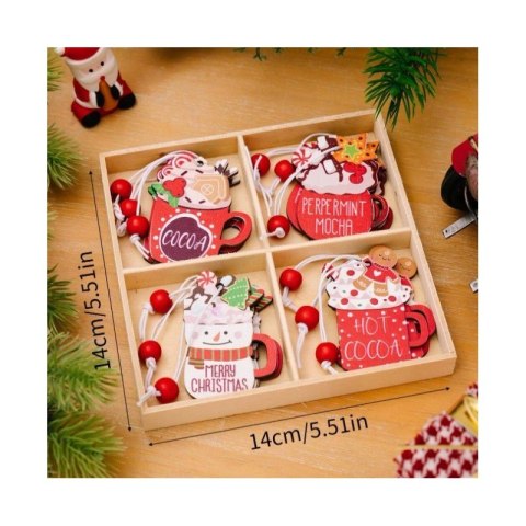 Zawieszki choinkowe PIERNICZKI drewniane 12 szt w opakowaniu BSN48