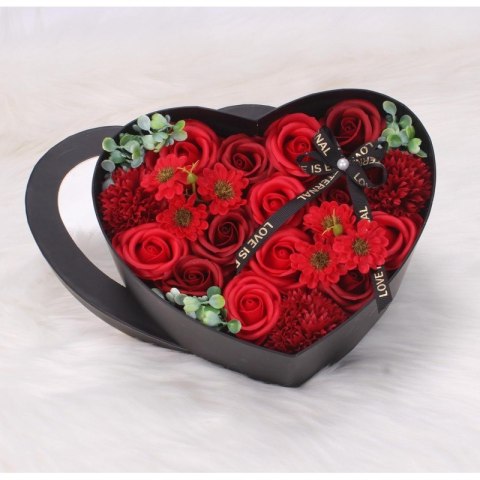 Bukiet zapachowych kwiatów mydlanych w ozdobnym pudełku, BUK01CZE