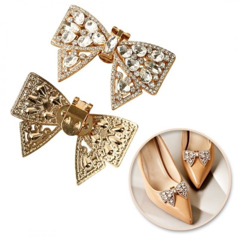 Klipsy do butów z kryształkami, cyrkoniami KOKARDKI 2 szt. KDB50