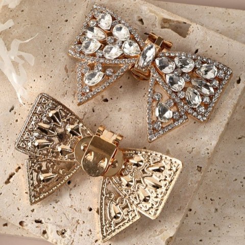 Klipsy do butów z kryształkami, cyrkoniami KOKARDKI 2 szt. KDB50