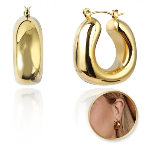 Kolczyki ze stali szlachetnej platerowane 14k złotem duże okrągłe KST3387