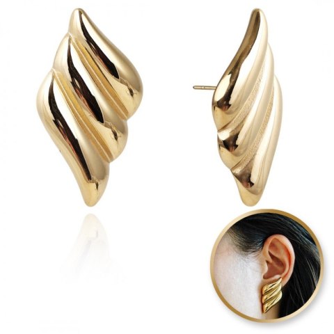 Kolczyki ze stali szlachetnej platerowane 14k złotem, duże sztyft KST3374