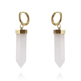 Kolczyki ze stali szlachetnej pozłacanej 14k złotem kryształ górski KST2904B