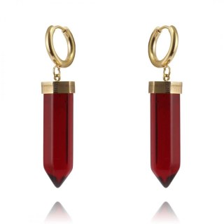 Kolczyki ze stali szlachetnej pozłacanej 14k złotem kryształ górski KST2904CZE