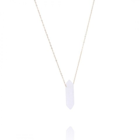 Naszyjnik stal szlachetna pozłacana 14k złotem kryształ górski NST1479