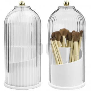 Organizer na pędzle, ryflowany obrotowy, otwierany biały 27 x 12,5 cm CB61B