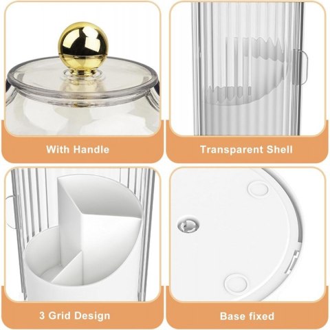 Organizer na pędzle, ryflowany obrotowy, otwierany biały 27 x 12,5 cm CB61B