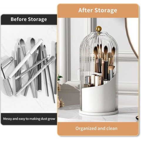 Organizer na pędzle, ryflowany obrotowy, otwierany biały 27 x 12,5 cm CB61B