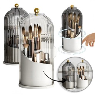 Organizer na pędzle, ryflowany obrotowy, otwierany grafit 27x12,5cm CB61GRAF